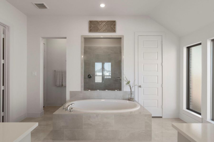 Furnished interior view inside a new home in The Colony 60', Bastrop (Image 28).