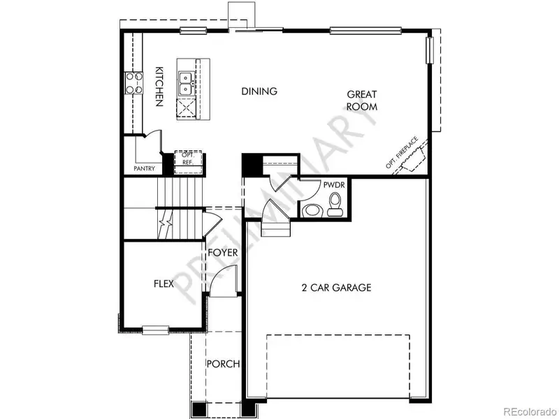 2D floor plan layout of this home in Buffalo Highlands: The Flora Collection, Commerce City, CO (Image 4).