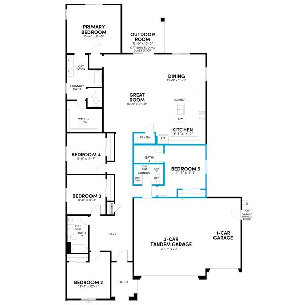 2D floor plan layout for the Ironwood by Brookfield Residential in Mariposa at Blossom Rock, Apache Junction, AZ (Image 4). 2D floor plan layout for the Ironwood by Brookfield Residential in Mariposa at Blossom Rock, Apache Junction, AZ (Image 4).