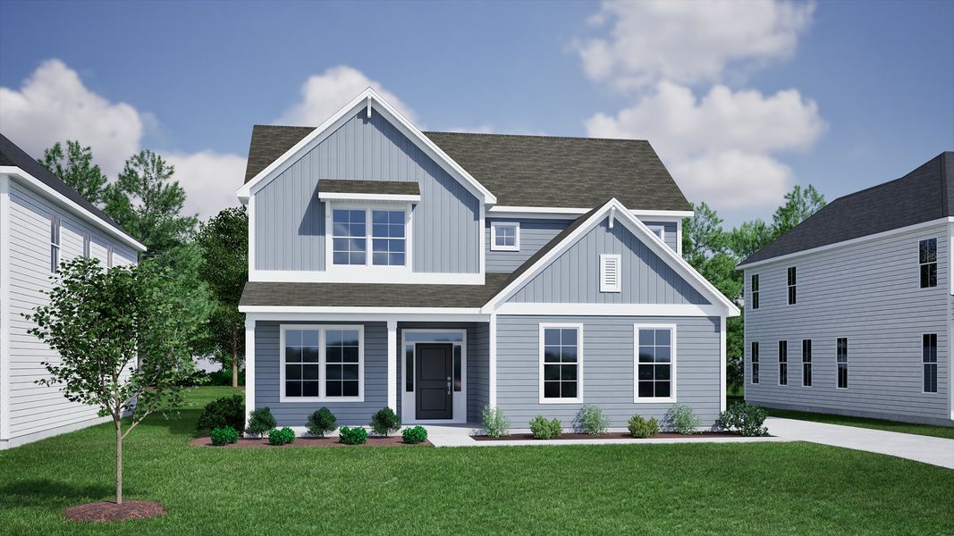 Representative exterior photo of a completed home built from the Peachtree - Vanguard Collection by Mungo Homes in Rogers Spring, Graham, NC (Image 12).