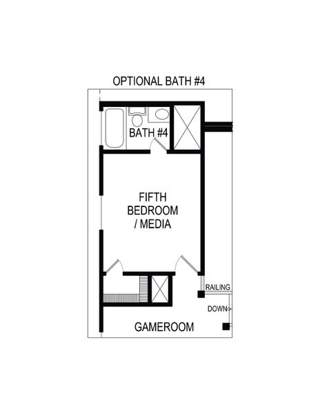 2D floor plan layout for the Caroline 2F by First Texas Homes in Marine Creek Ranch, Fort Worth, TX (Image 5).