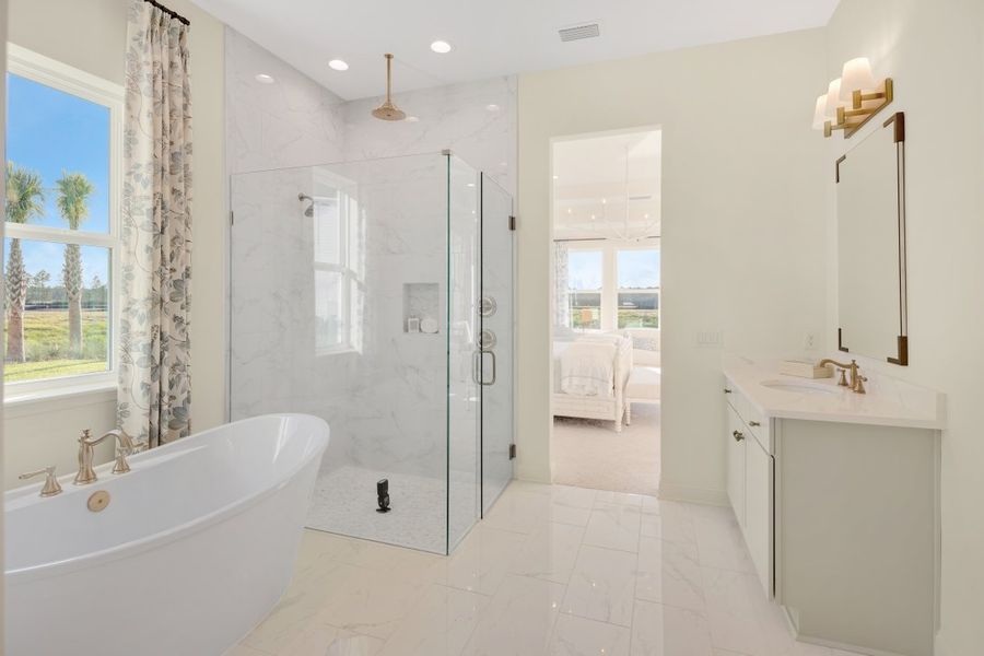 Representative furnished interior of a home built from the Ortega by Riverside Homes in Hidden Creek at SilverLeaf 80' Series, St. Augustine (Image 14).
