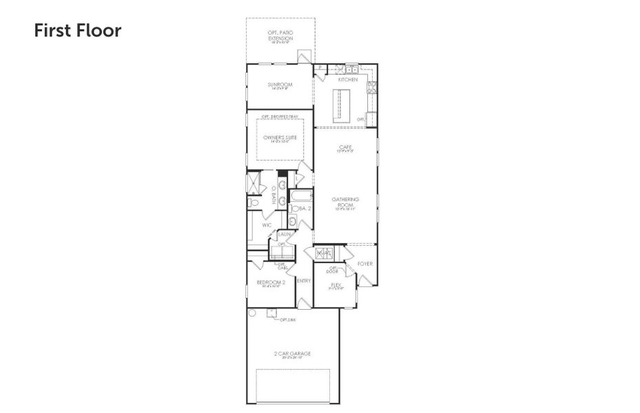 2D floor plan layout for the Compass by Del Webb in Del Webb Southern Oaks, Newnan, GA (Image 4). 2D floor plan layout for the Compass by Del Webb in Del Webb Southern Oaks, Newnan, GA (Image 4).