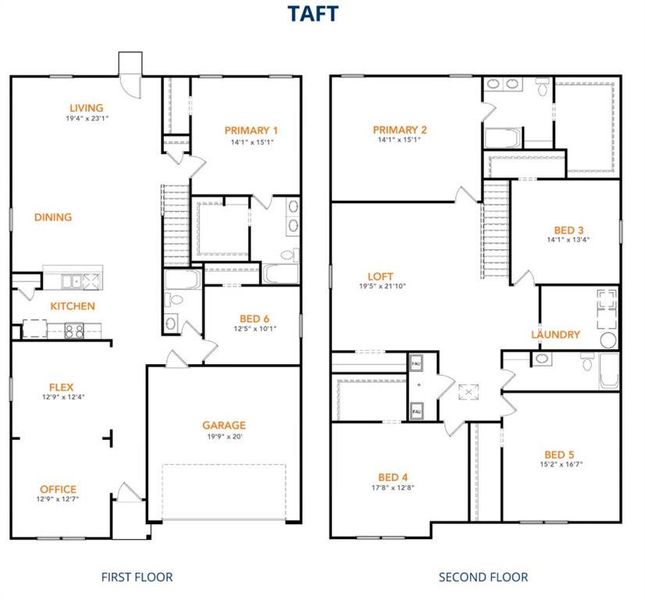 2D floor plan layout of this home in Villages of Mayfield, Cleburne, TX (Image 3).