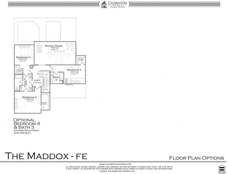 2D floor plan layout for the Maddox by Celebration Homes in Harvest Point, Spring Hill, TN (Image 4).