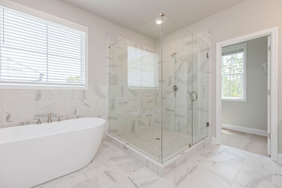 Desirable walk in shower and free standing tub