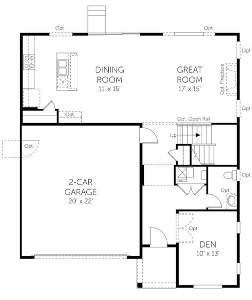 2D floor plan layout for the Sierra - Single Family Homes by Dream Finders Homes in Hidden Creek, Frederick, CO (Image 6).