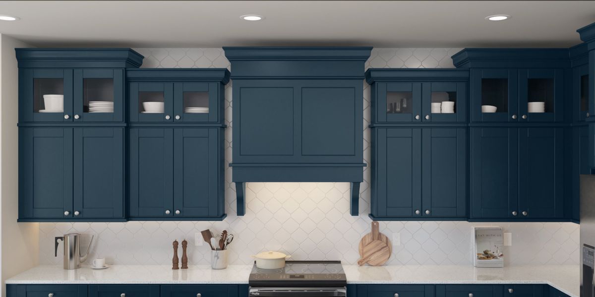 Kitchen with deep blue cabinets Kitchen with deep blue cabinets