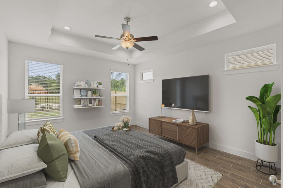 Representative furnished interior of a home built from the Mirabelle by Chesmar Homes in Jordan Ranch 55's, Fulshear (Image 5). Representative furnished interior of a home built from the Mirabelle by Chesmar Homes in Jordan Ranch 55's, Fulshear (Image 5).