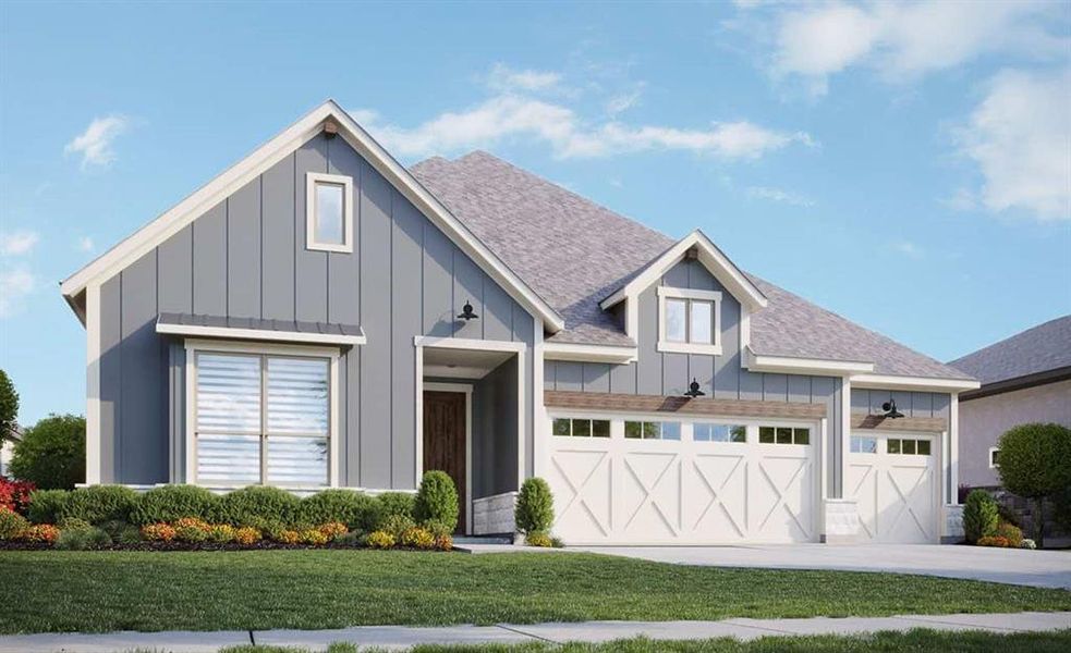 View of front facade with a garage and a front yard