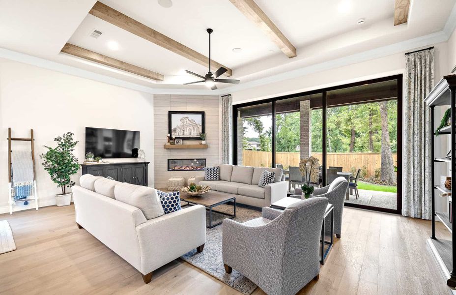 Representative furnished interior of a home built from the 2855 by Ravenna Homes in The Woodlands Hills 65′, Willis (Image 20).