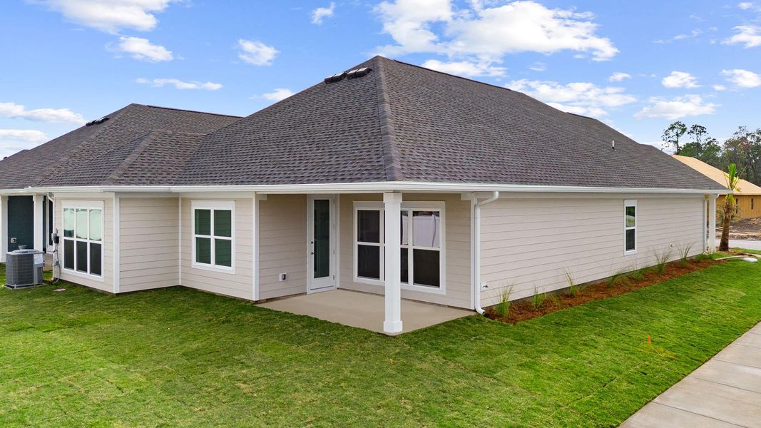 Exterior details and patio area of a home in Breakfast Point East Phase II, Panama City Beach (Image 3). Exterior details and patio area of a home in Breakfast Point East Phase II, Panama City Beach (Image 3).
