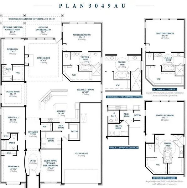 2D floor plan layout of this home in Audubon 60', Magnolia, TX (Image 1).
