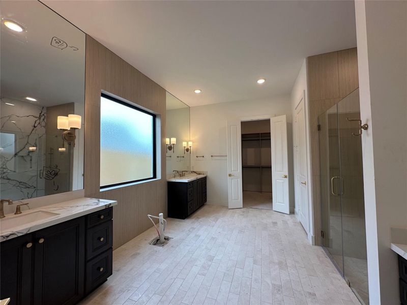 Primary bath as of 03.05.26.  Stand alone soaker tub will be installed