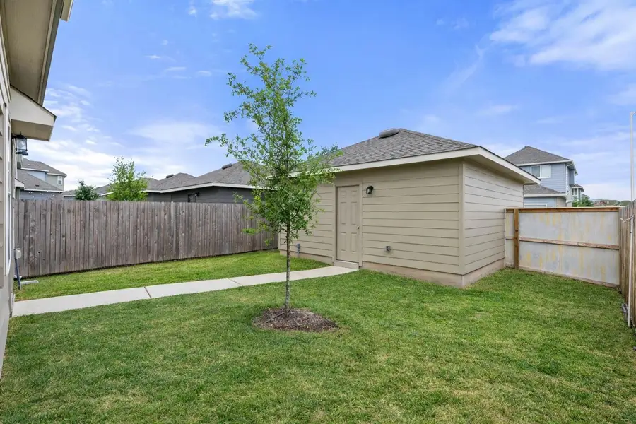 Exterior details and patio area of a home in Sorento, Pflugerville (Image 2). Exterior details and patio area of a home in Sorento, Pflugerville (Image 2).