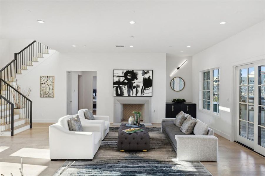 Living room featuring light hardwood / wood-style flooring