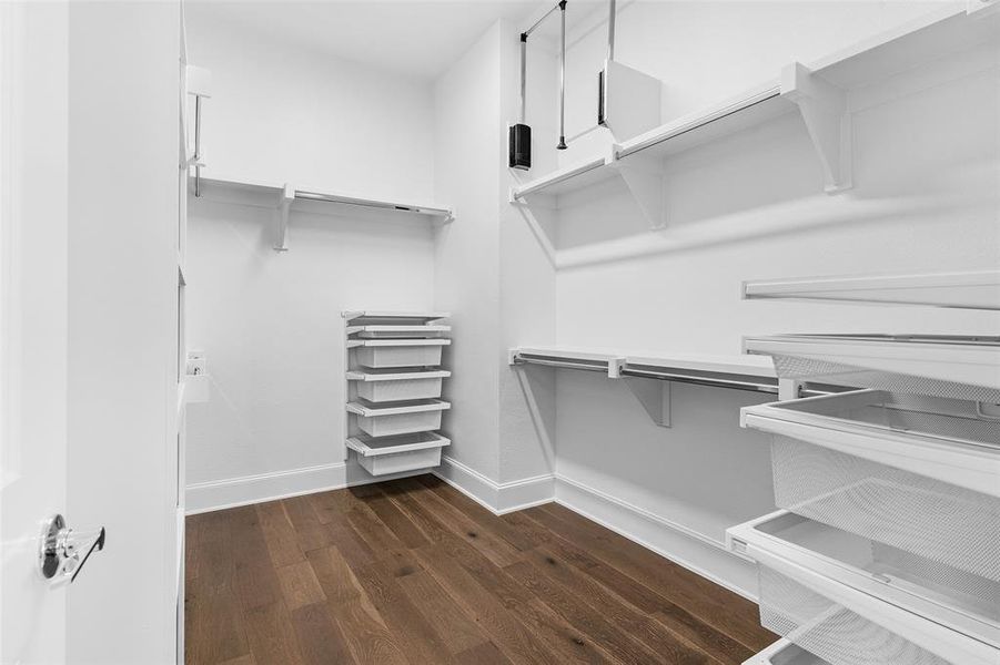 Large walk-in closet with extra shelving