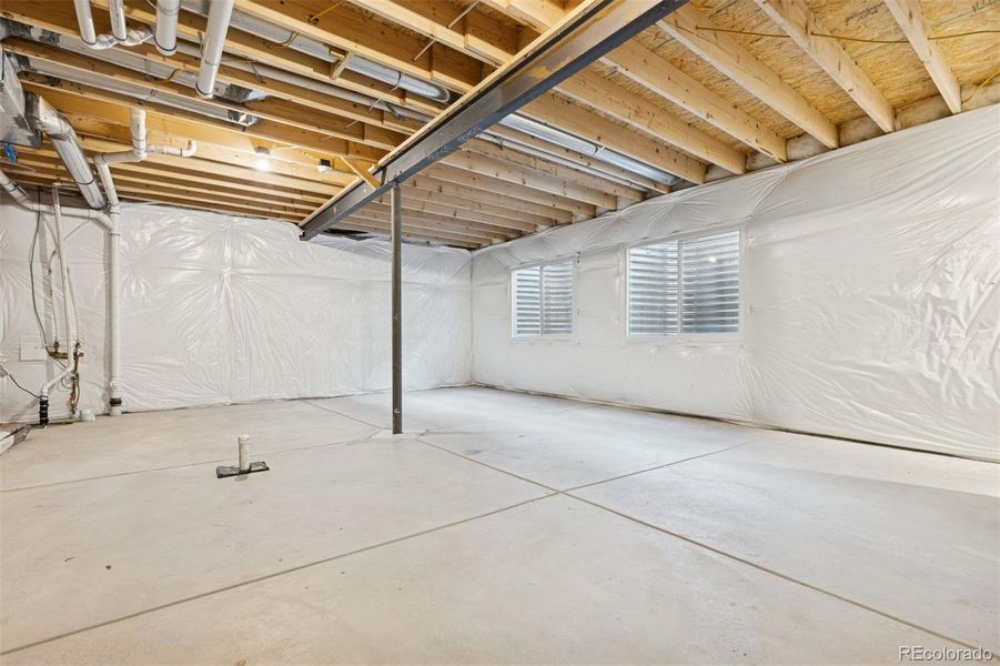 Unfinished Basement with Rough-in Plumbing Unfinished Basement with Rough-in Plumbing