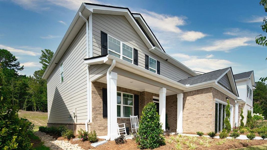 Front exterior of a new home in Twin Lakes, Hoschton, GA, highlighting curb appeal (Image 2).