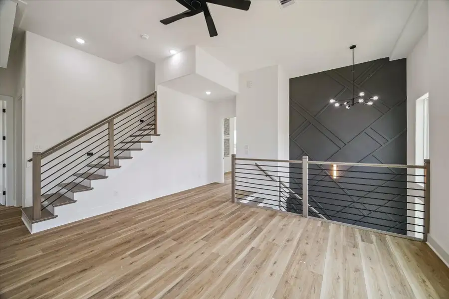 The design details flow to the second floor