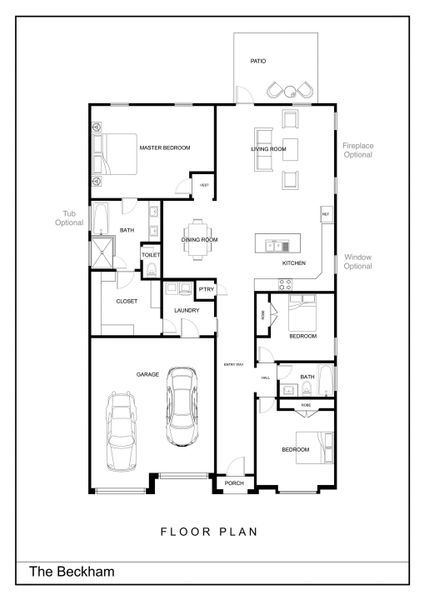 2D floor plan layout for the The Beckham by Greentech Homes LLC in Nature's Cove, Ooltewah, TN (Image 3). 2D floor plan layout for the The Beckham by Greentech Homes LLC in Nature's Cove, Ooltewah, TN (Image 3).