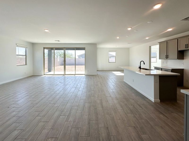 Great room, kitchen and dining Great room, kitchen and dining