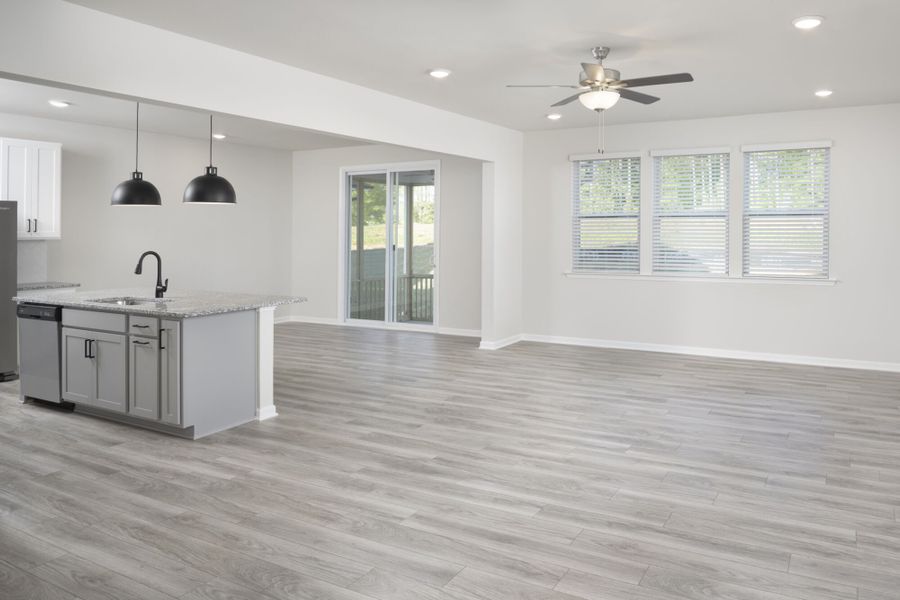 Laurel - Kitchen, great room and dining area