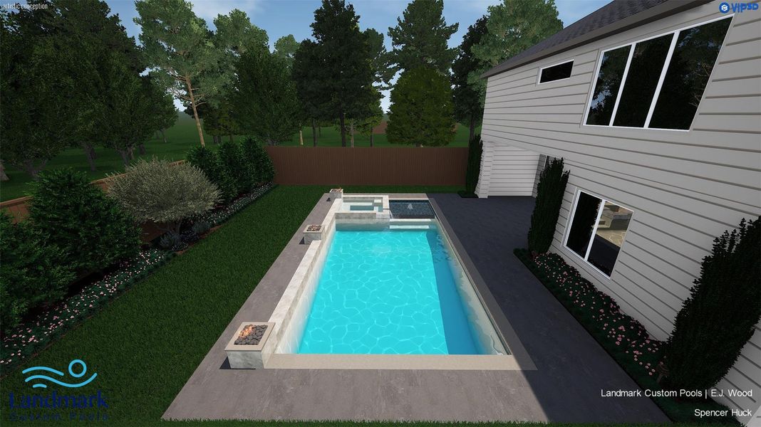 Proposed pool and spa design for the property's expansive backyard.