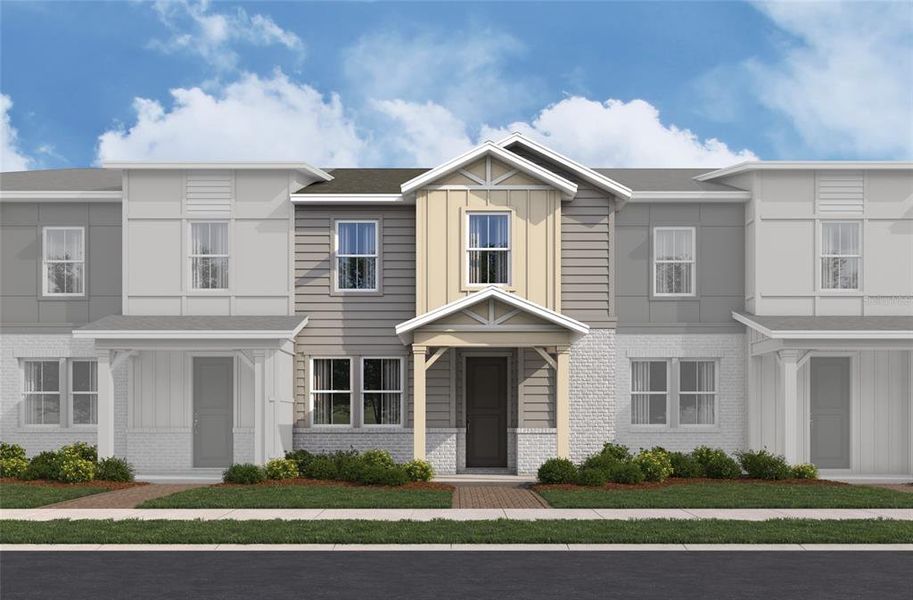 Front exterior of a new home in Aulin Square, Oviedo, FL, highlighting curb appeal (Image 1). Front exterior of a new home in Aulin Square, Oviedo, FL, highlighting curb appeal (Image 1).