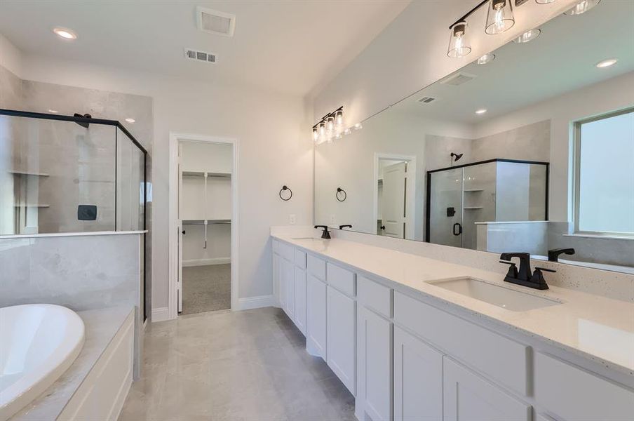 Bathroom with plus walk in shower and vanity