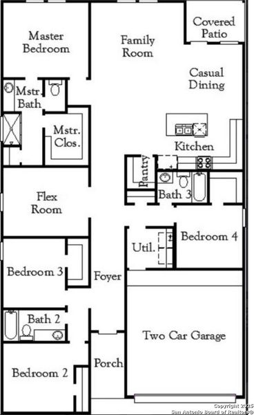 2D floor plan layout of this home in Summerlin, Castroville, TX (Image 3).