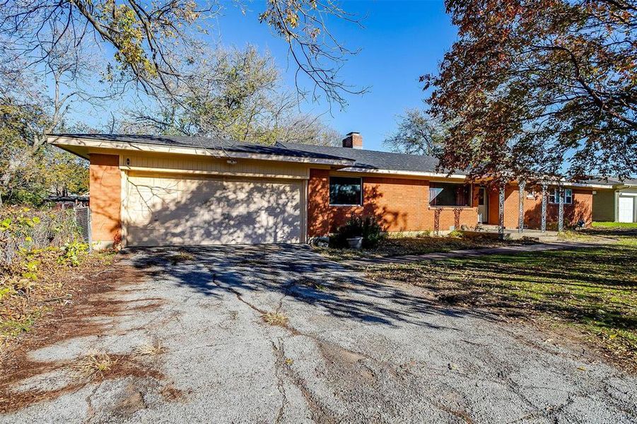 Home with 2 car garage.