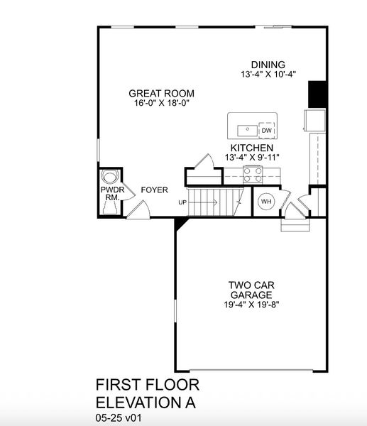 2D floor plan layout for the Lily Quick Move-In by Ryan Homes in Bell Creek Single Family Homes, Winnabow, NC (Image 3).