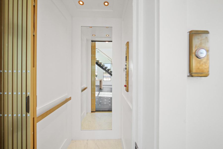 Elegant and modern elevator that goes to every floor. Elegant and modern elevator that goes to every floor.