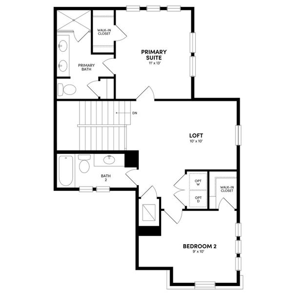 2D floor plan layout of this home in Urban Homes at Easton Park, Austin, TX (Image 2). 2D floor plan layout of this home in Urban Homes at Easton Park, Austin, TX (Image 2).