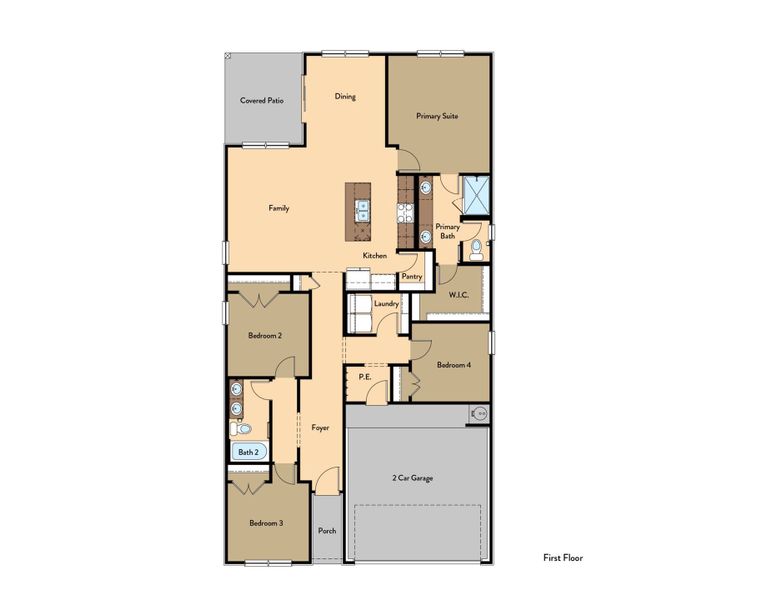 2D floor plan layout for the Sandstone by View Homes in Desert Breeze, Horizon City, TX (Image 3). 2D floor plan layout for the Sandstone by View Homes in Desert Breeze, Horizon City, TX (Image 3).