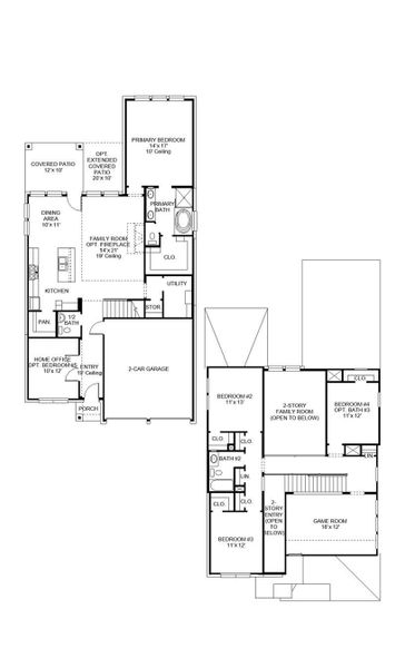 2D floor plan layout of this home in Bridgeland 45', Cypress, TX (Image 2). 2D floor plan layout of this home in Bridgeland 45', Cypress, TX (Image 2).
