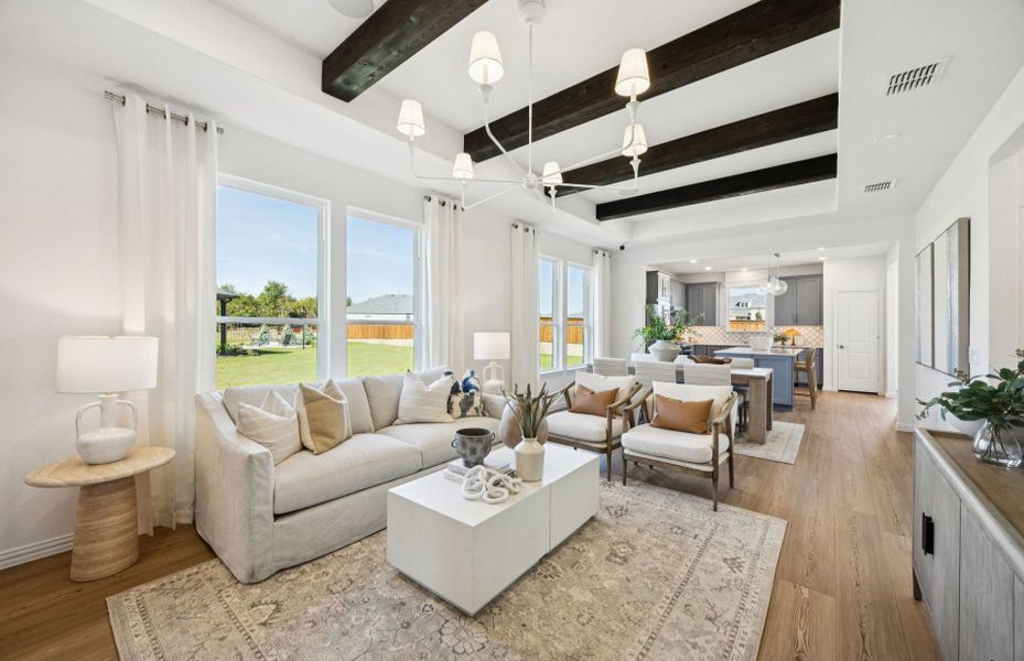 Representative furnished interior of a home built from the Compass by Del Webb in Del Webb at Trinity Falls, McKinney (Image 8). Representative furnished interior of a home built from the Compass by Del Webb in Del Webb at Trinity Falls, McKinney (Image 8).