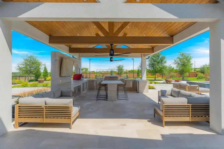 Exterior details and patio area of a home in Fleming Pointe, Fort Worth (Image 20).