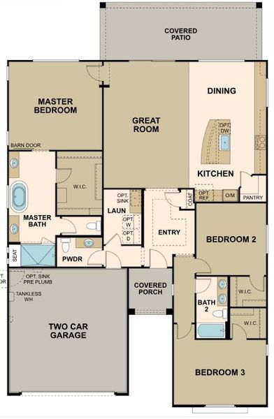 2D floor plan layout of this home in Forté at Granite Vista, Waddell, AZ (Image 3).