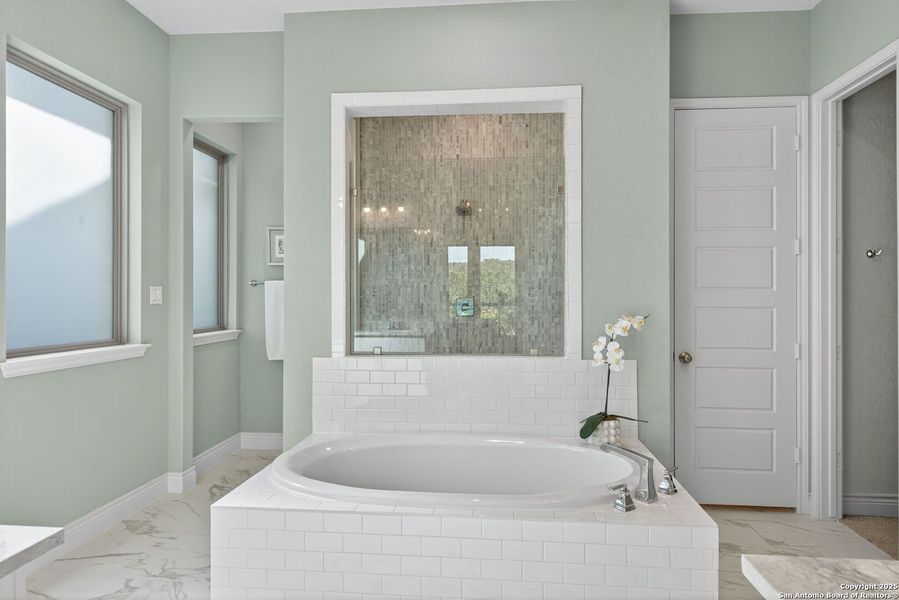 Furnished interior view inside a new home in Cibolo Canyons 60', San Antonio (Image 26).