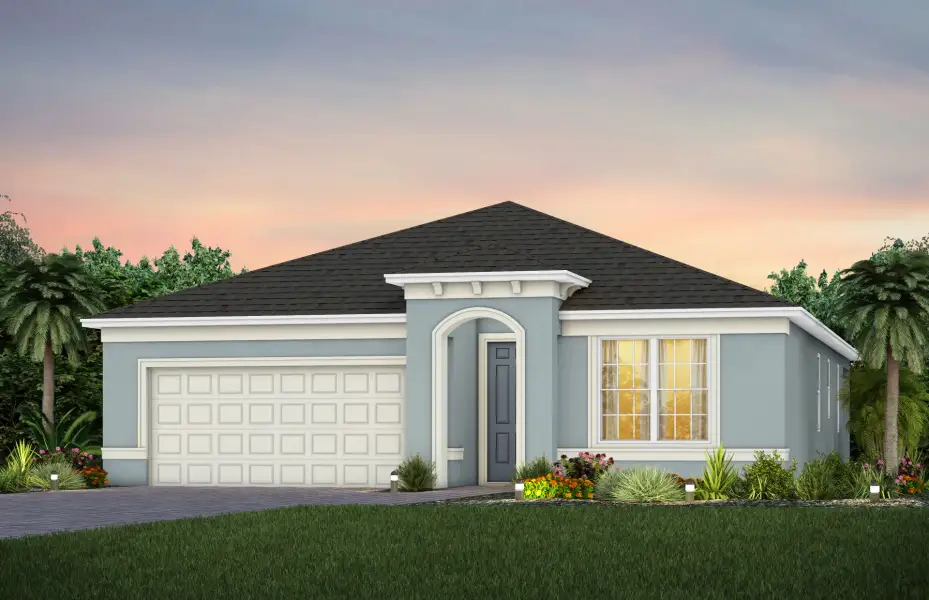 Representative exterior photo of a completed home built from the Highgate by Pulte Homes in Waypointe, Port Orange, FL (Image 11). Representative exterior photo of a completed home built from the Highgate by Pulte Homes in Waypointe, Port Orange, FL (Image 11).