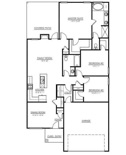 2D floor plan layout for the Maddison by D.R. Horton in Edgewood Estates, Greenville, SC (Image 4).