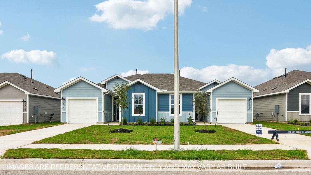 Front exterior of a new home in Wayside, Uhland, TX, highlighting curb appeal (Image 17).