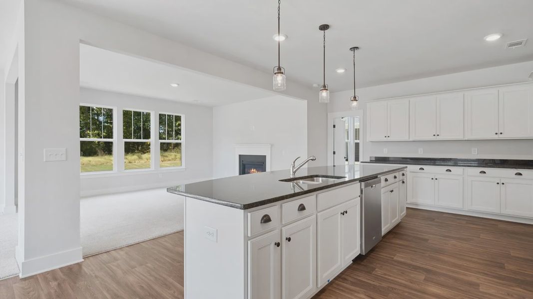 Representative furnished interior of a home built from the Stonefield - Finished Basement by DRB Homes in Pinebrook, Woodruff (Image 3).