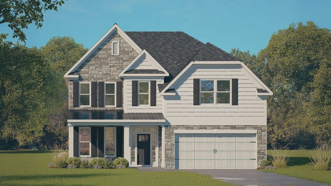 Representative exterior photo of a completed home built from the Fleetwood by D.R. Horton in Kalas Falls, Wake Forest, NC (Image 10).