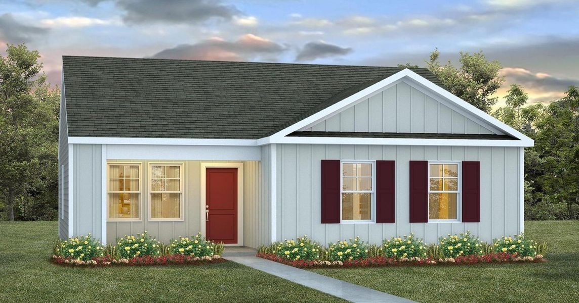 Front exterior of a new home in The Park at Wilkinson, Orangeburg, SC, highlighting curb appeal (Image 1). Front exterior of a new home in The Park at Wilkinson, Orangeburg, SC, highlighting curb appeal (Image 1).