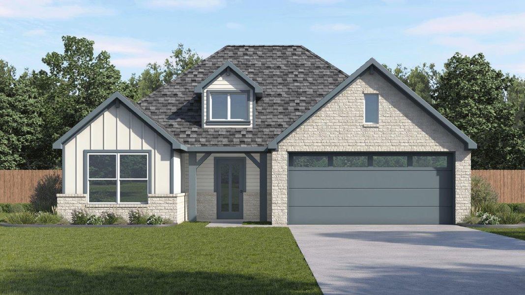 Representative exterior photo of a completed home built from the Denton by D.R. Horton in Grand Lake, Snook, TX (Image 18).