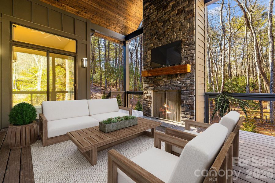 Exterior details and patio area of a home in , Sapphire (Image 3).