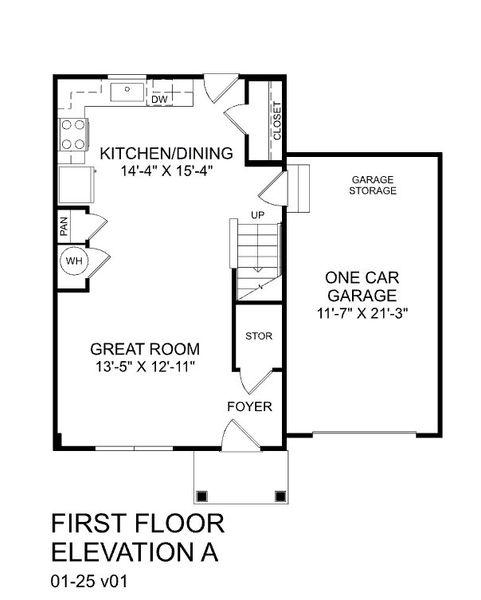 2D floor plan layout for the Dogwood by Ryan Homes in Bell Creek Single Family Homes, Winnabow, NC (Image 2).